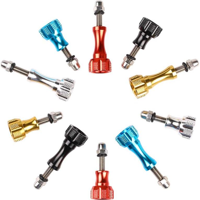 SLFC 3 Pcs Aluminum Alloy Thumbscrews for GoPro Hero 2018, Fusion, Hero 8/7/6/5/4/3/2/1, DJI Osmo Action, 8 Colors, Very Durable, Standard Camera Mounts Screws (Black)