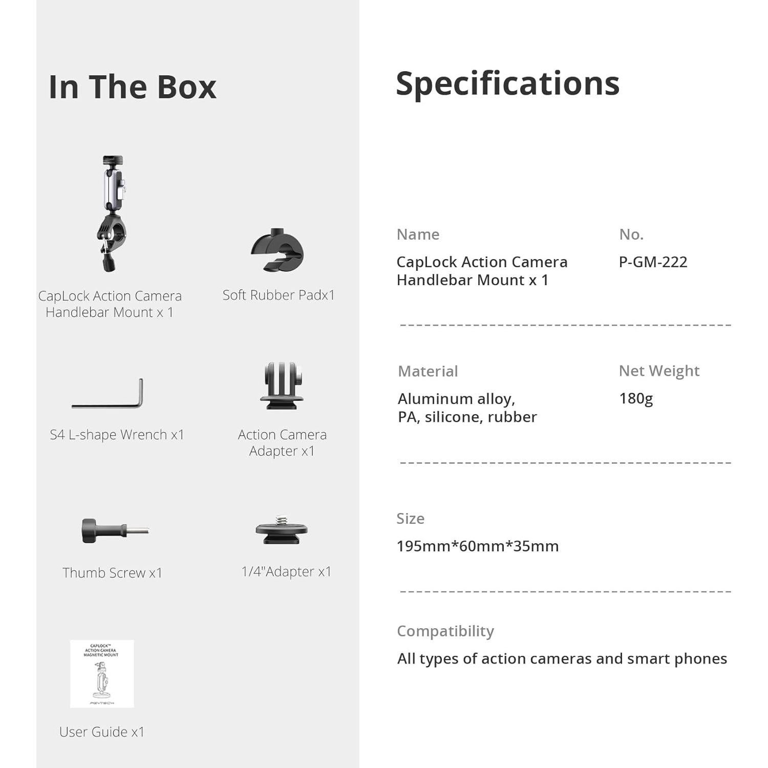 Soporte de Manillar PGYTECH CapLock para Bicicleta y Moto 360°