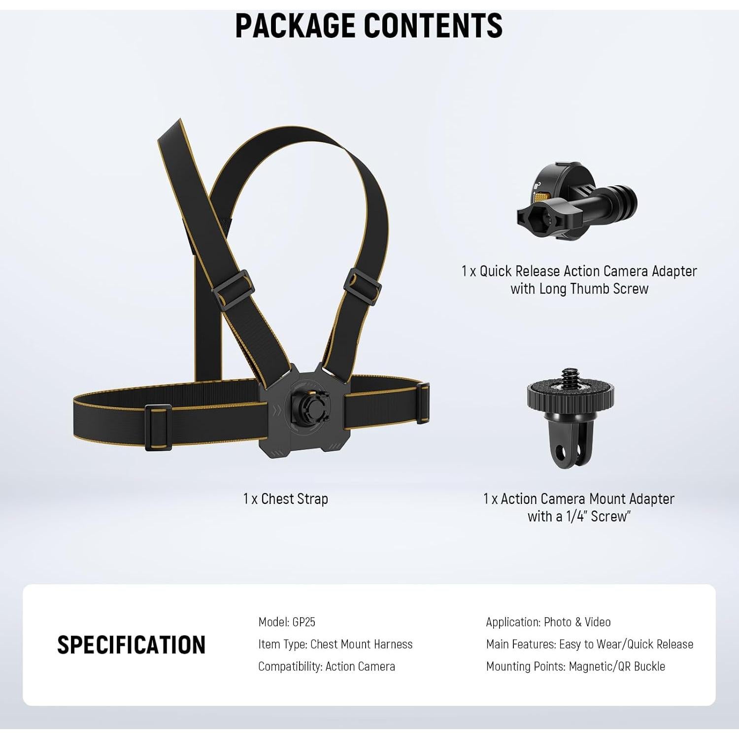 Arnés de Pecho NEEWER GP25 para Cámara de Acción - Ajustable