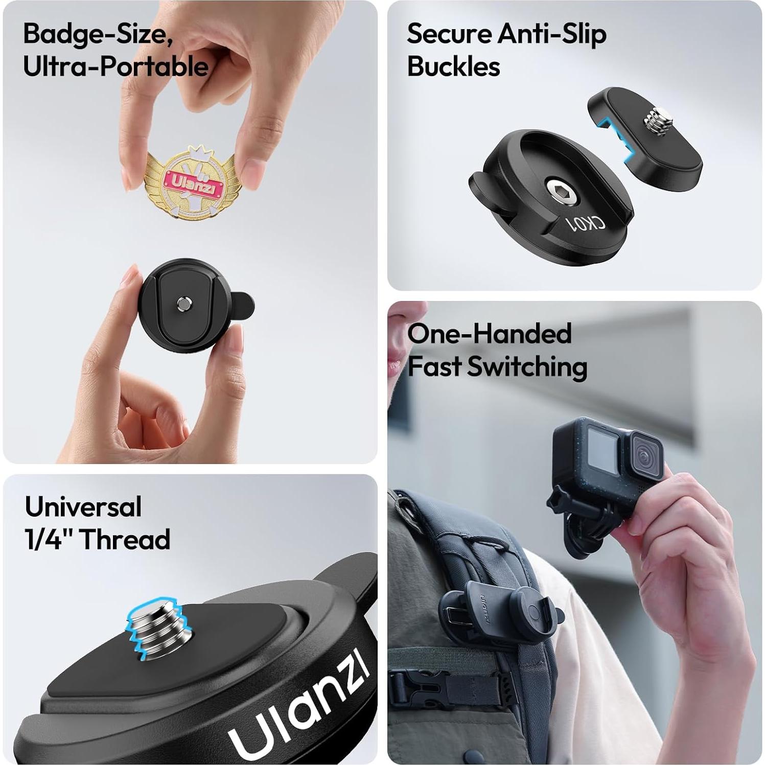 Base de Liberación Rápida ULANZI CK01 para Cámaras de Acción