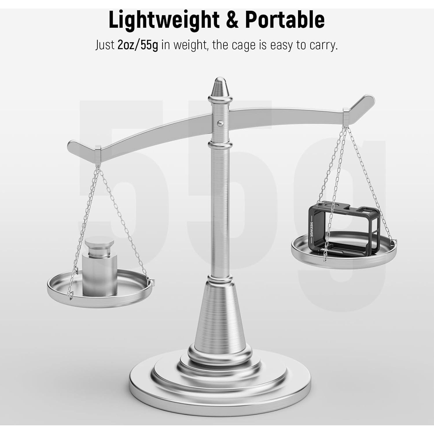 Action 4 Action 3 Camera Cage, Metal Protective Video Rig for Osmo Action 4 3 Compatible with DJI Mic, with Cold Shoe, 1/4" Thread, Shutter Button, Compatible with Orignal Magnetic Mount, AC004