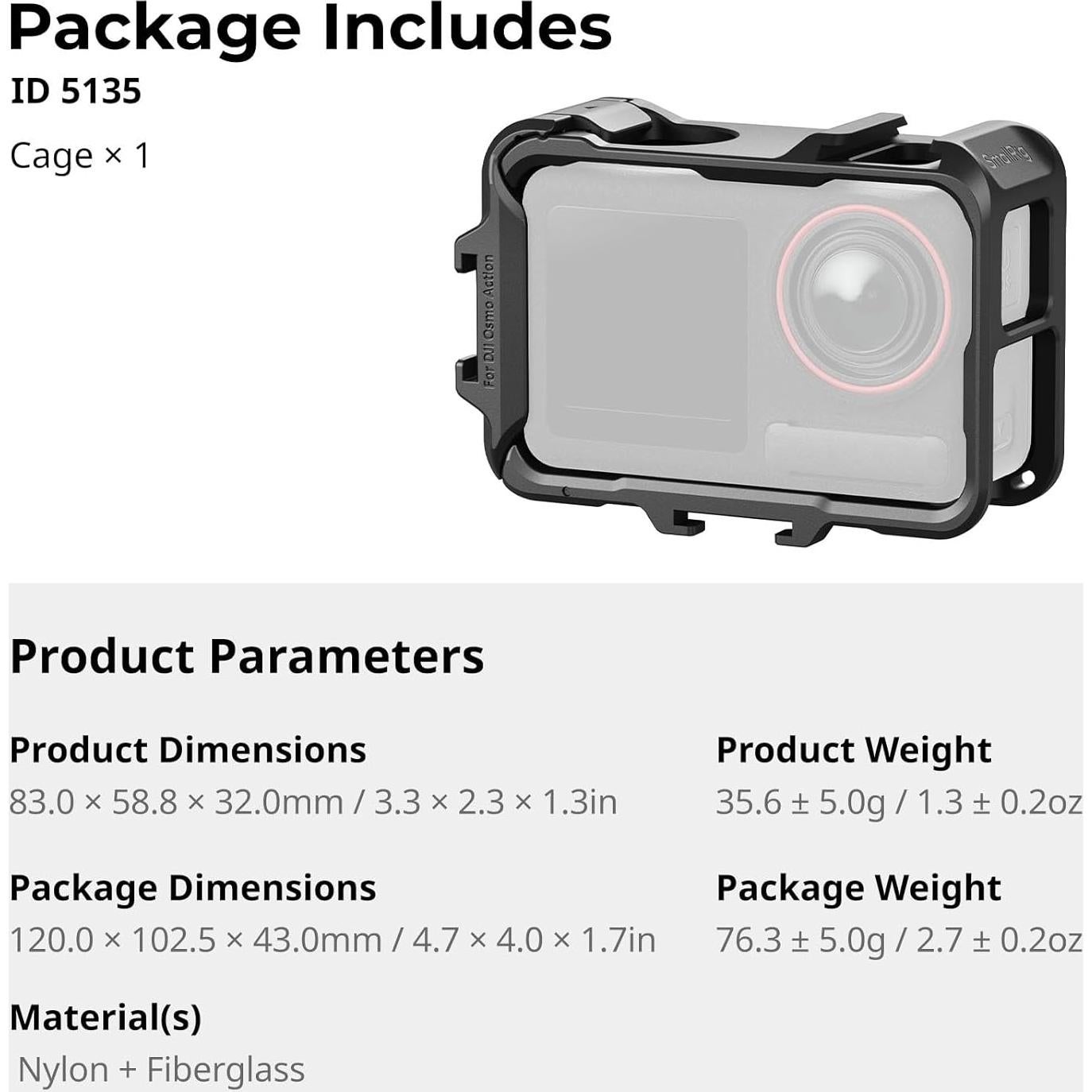 Jaula SMALLRIG para DJI Osmo Action 3/4/5 Pro - 5135