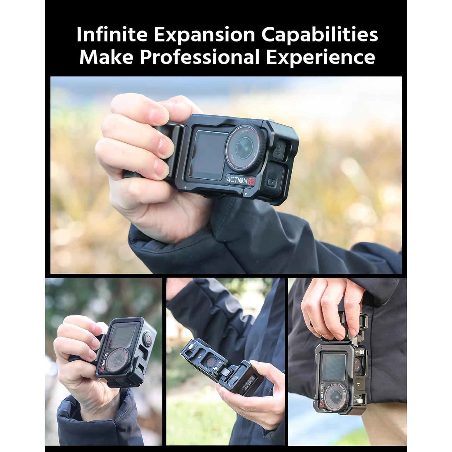 Mango Lateral Mini ROZOER para DJI Osmo Action 5 Pro - Aluminio Ligero