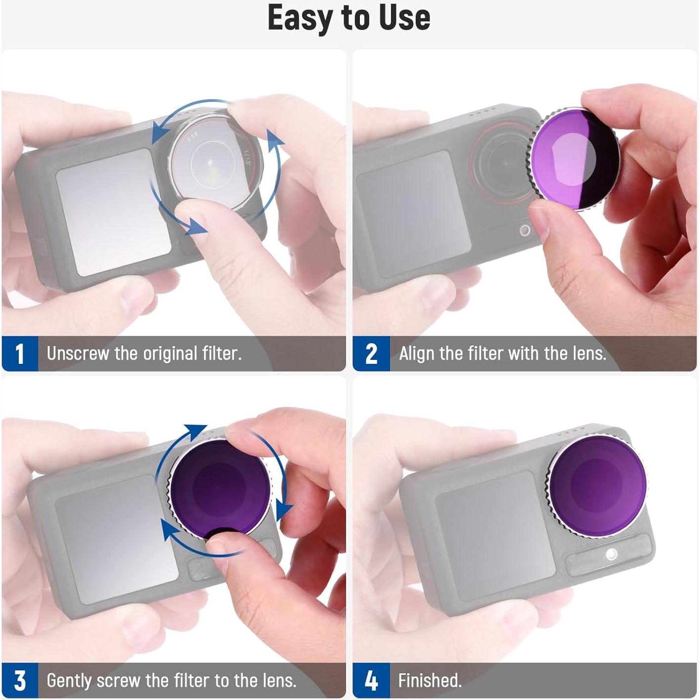 Juego de Filtros ND NEEWER para DJI Osmo Action 4/5 - 4 Piezas