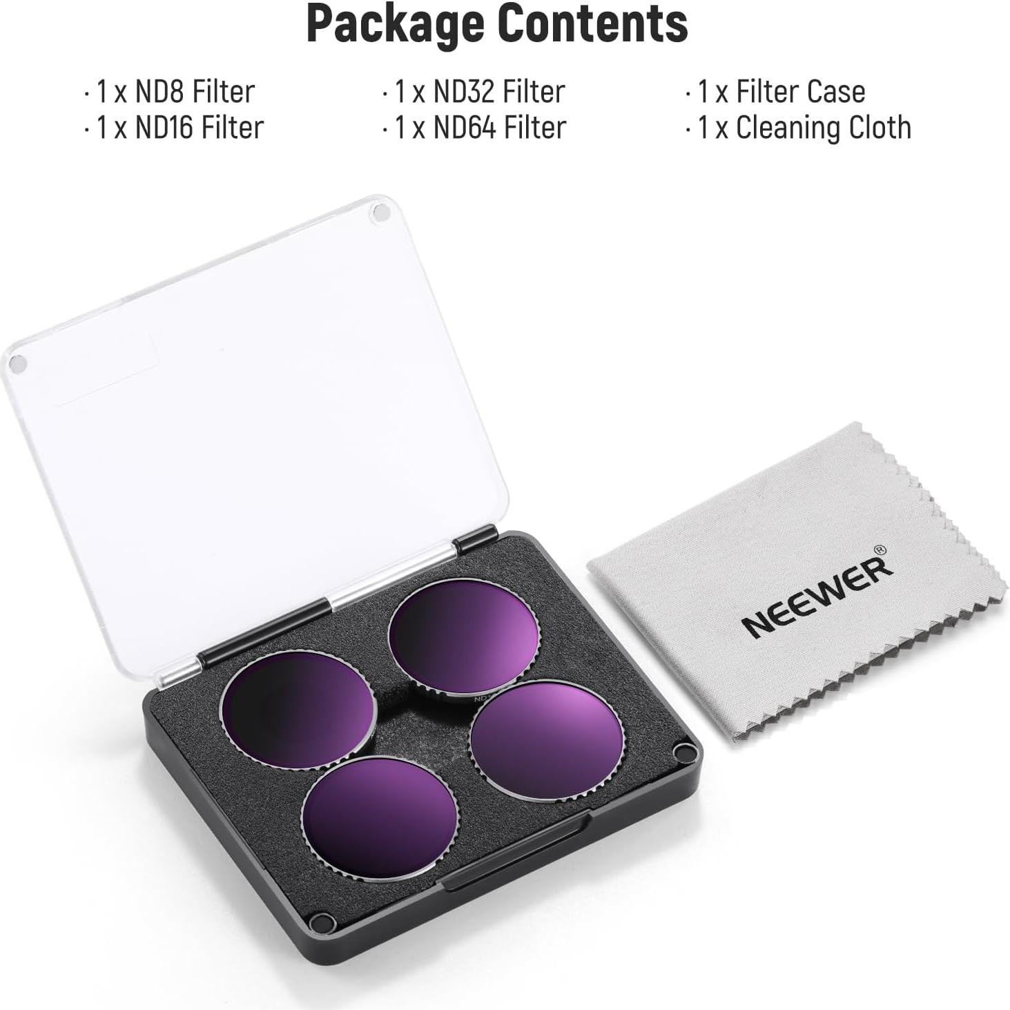 Juego de Filtros ND NEEWER para DJI Osmo Action 4/5 - 4 Piezas