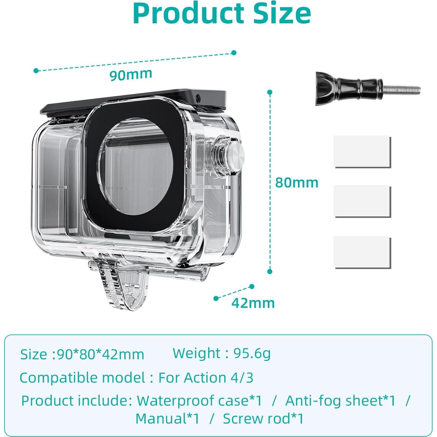 Funda Impermeable AuyKoo para DJI Osmo Action 3/4/5 Pro 45m