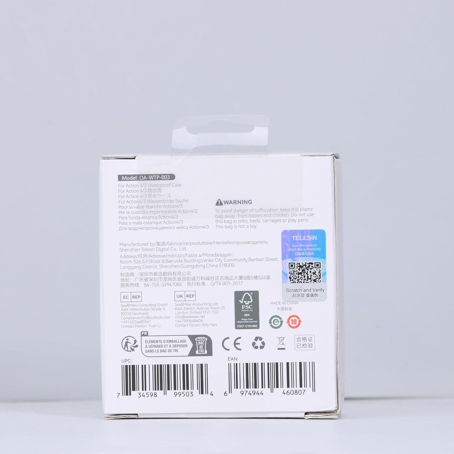 Funda Impermeable AuyKoo para DJI Osmo Action 3/4/5 Pro 45m