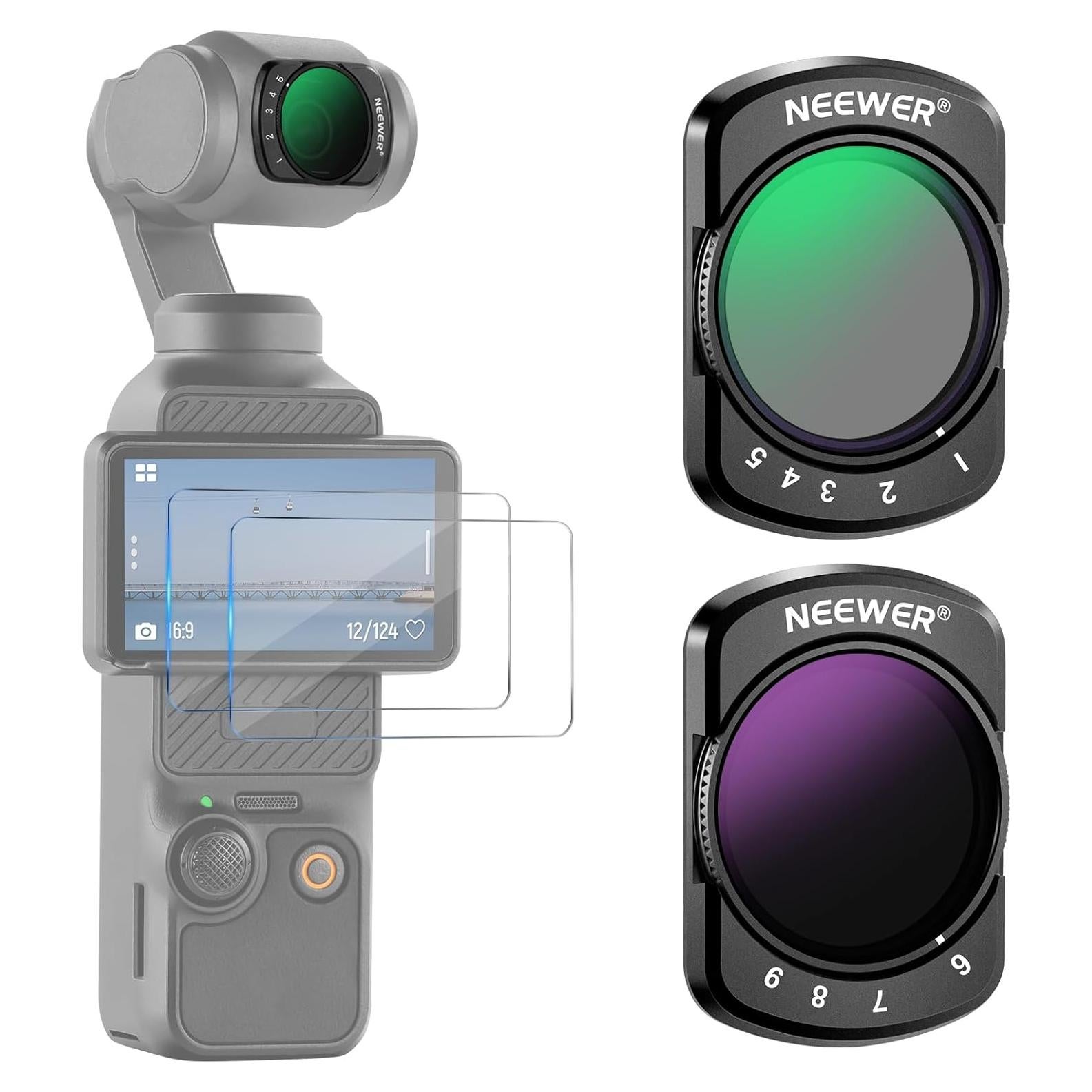 Filtro ND Variable NEEWER ND2-ND32 y ND64-ND512 para DJI Pocket 3