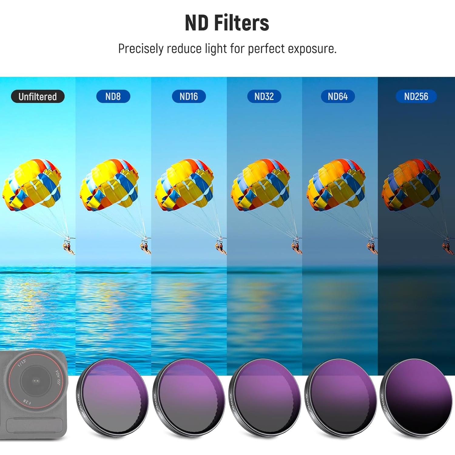 Juego de Filtros ND NEEWER para DJI Osmo Action 5 Pro/4/3 - 6 Piezas