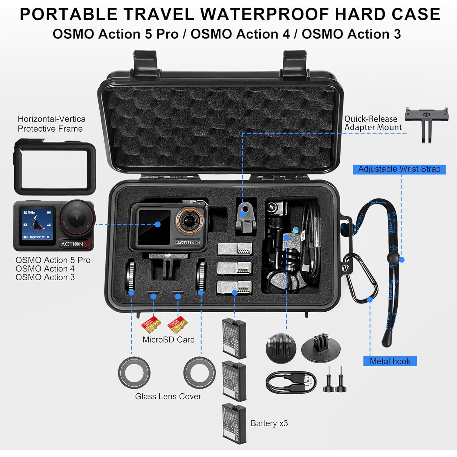 Funda Dura Impermeable Lekufee para DJI Osmo Action 5/4/3