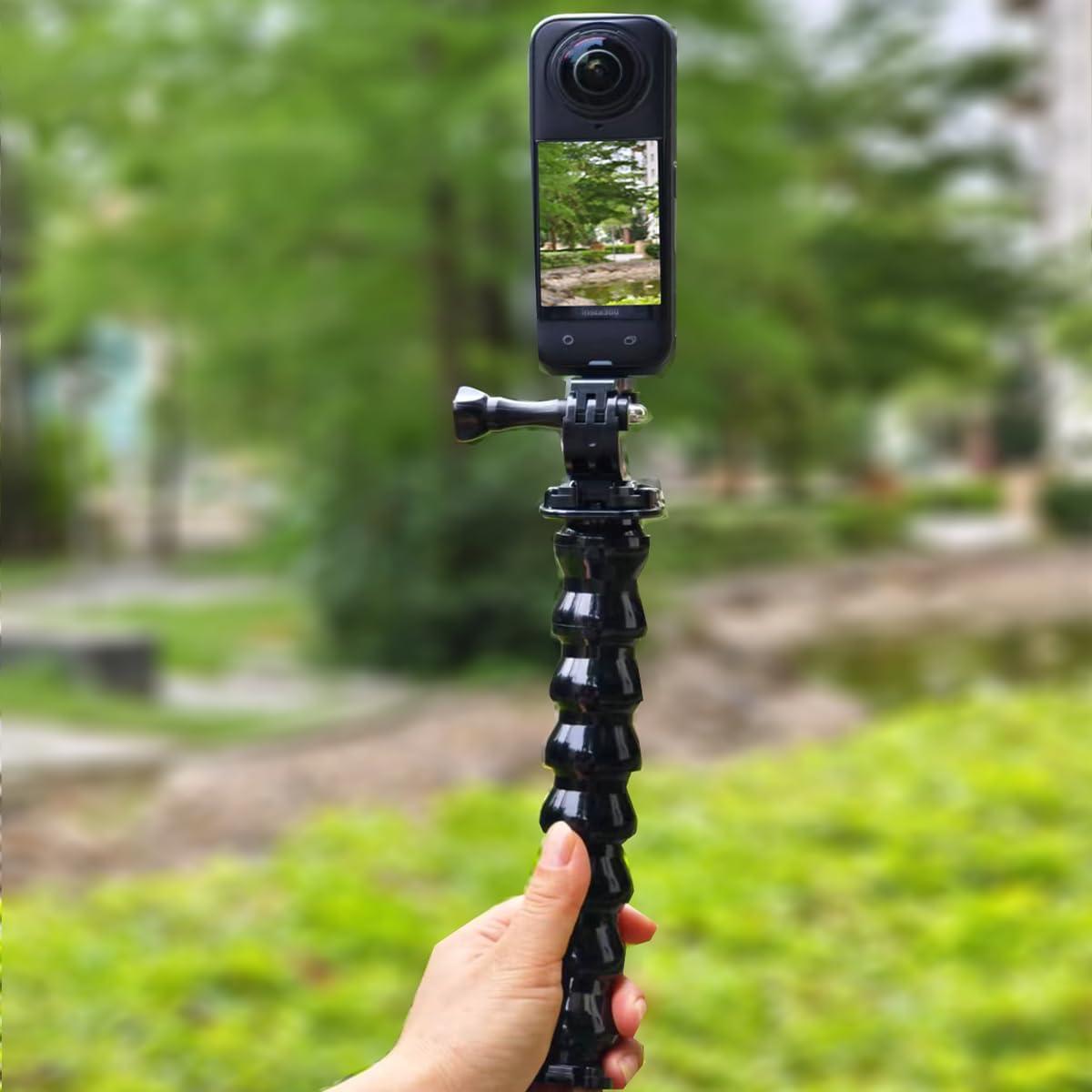 Gooseneck Jaws Clamp Accessories for DJI OSMO Pocket 3 2 Flexible Mount for Insta 360 X5 / X4 Insta360 ACE Go 3s for Gopro Hero 13 12 11 10 9 8 7 Black, DJI Action 5 Pro / 4 3, Akaso Cameras 10E