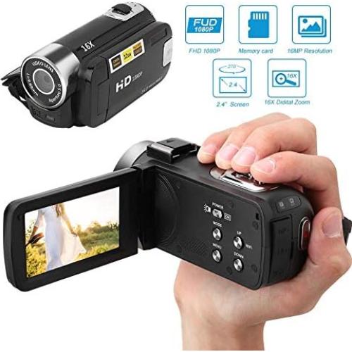 Digital Camcorder, DH-90 16X Digital Zoom 2.7 Inch Colourful Display Screen, High Definition Camera Image Video Shooting Camcorder US Plug 110-240V