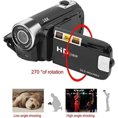 Digital Camcorder, DH-90 16X Digital Zoom 2.7 Inch Colourful Display Screen, High Definition Camera Image Video Shooting Camcorder US Plug 110-240V