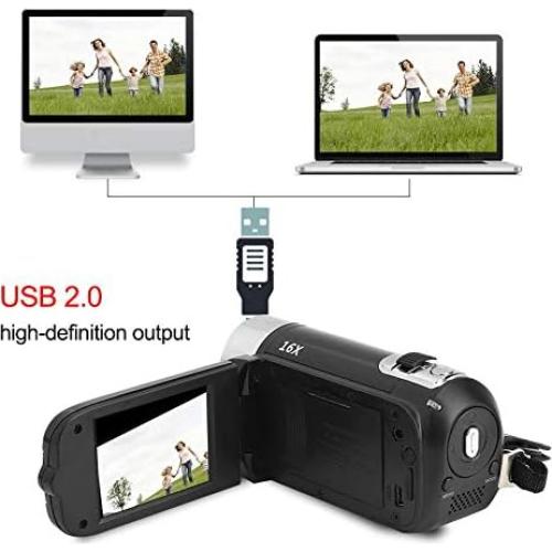 Digital Camcorder, DH-90 16X Digital Zoom 2.7 Inch Colourful Display Screen, High Definition Camera Image Video Shooting Camcorder US Plug 110-240V