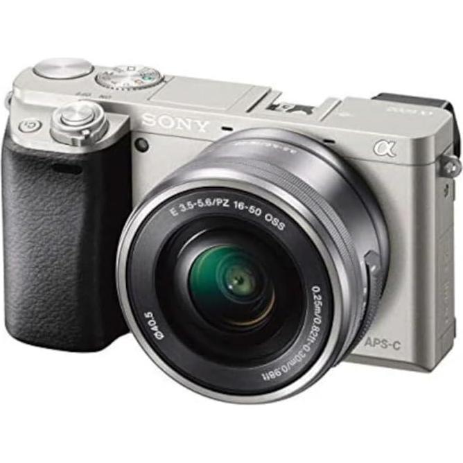 Sony a6400 Mirrorless Camera with 16-50mm Lens (Silver) with Real-Time Eye Auto Focus (ILCE-6400L/S) + 64GB Memory Card + NP-FW50 Battery + Charger + Case + Flexible Tripod + More(Renewed)