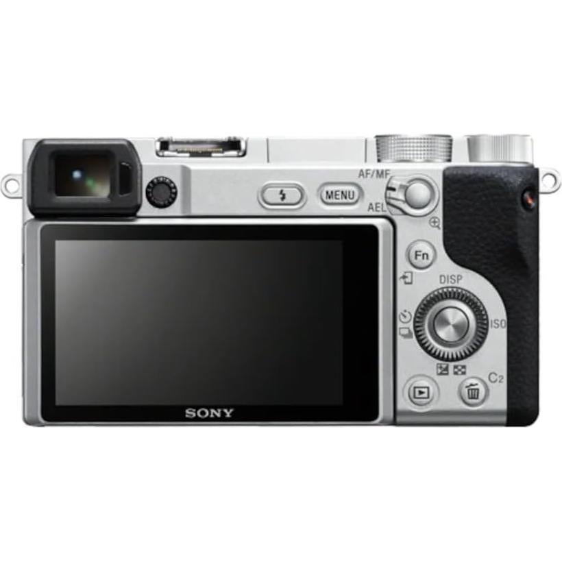 Sony a6400 Mirrorless Camera with 16-50mm Lens (Silver) with Real-Time Eye Auto Focus (ILCE-6400L/S) + 64GB Memory Card + NP-FW50 Battery + Charger + Case + Flexible Tripod + More(Renewed)