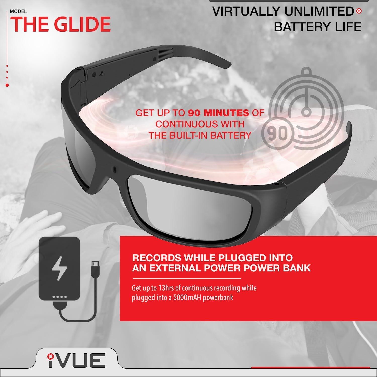 Gafas de cámara HD 1080P iVue Glide con 64GB y fotos 24MP