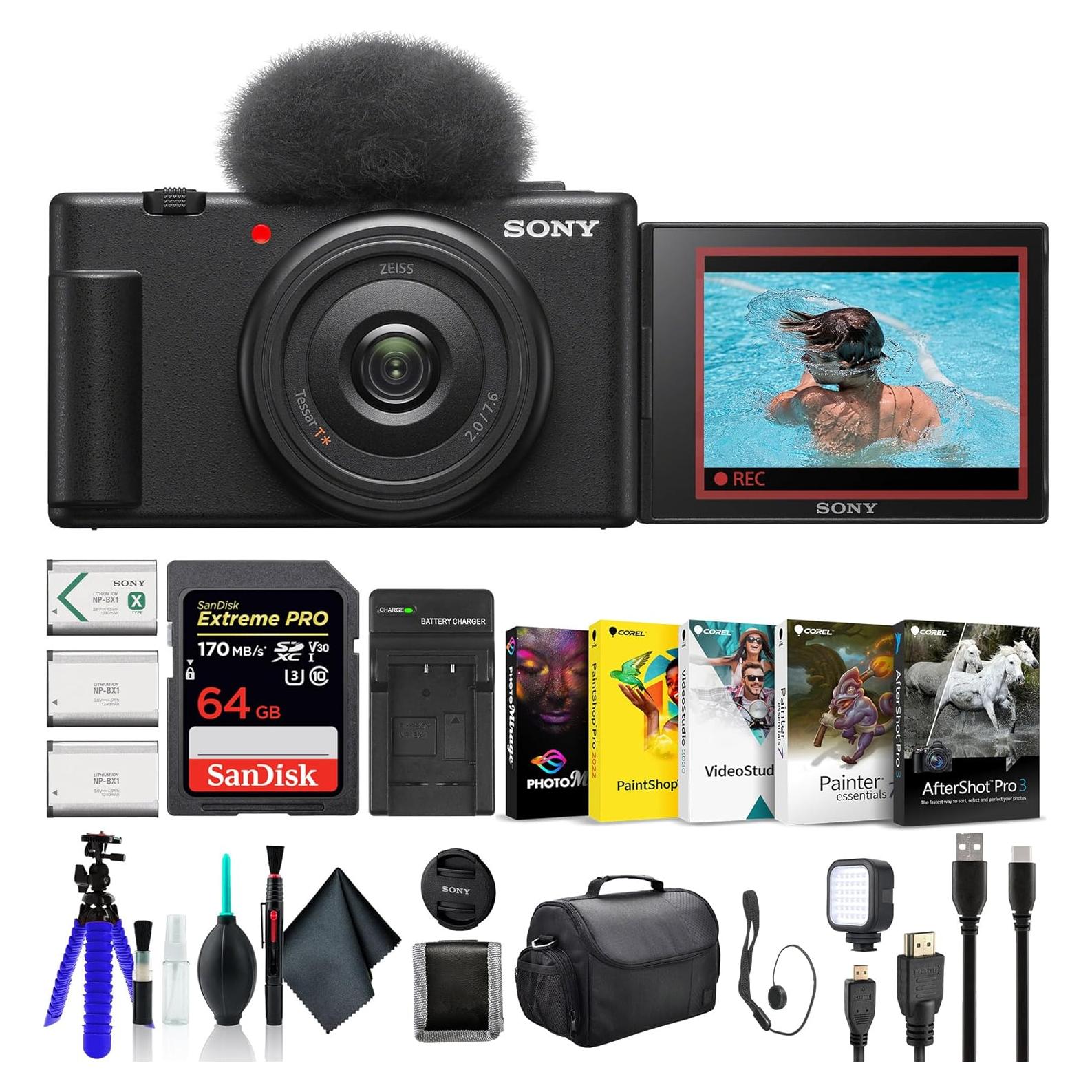Cámara de Vlogging Sony ZV-1F Negra + Accesorios Completo