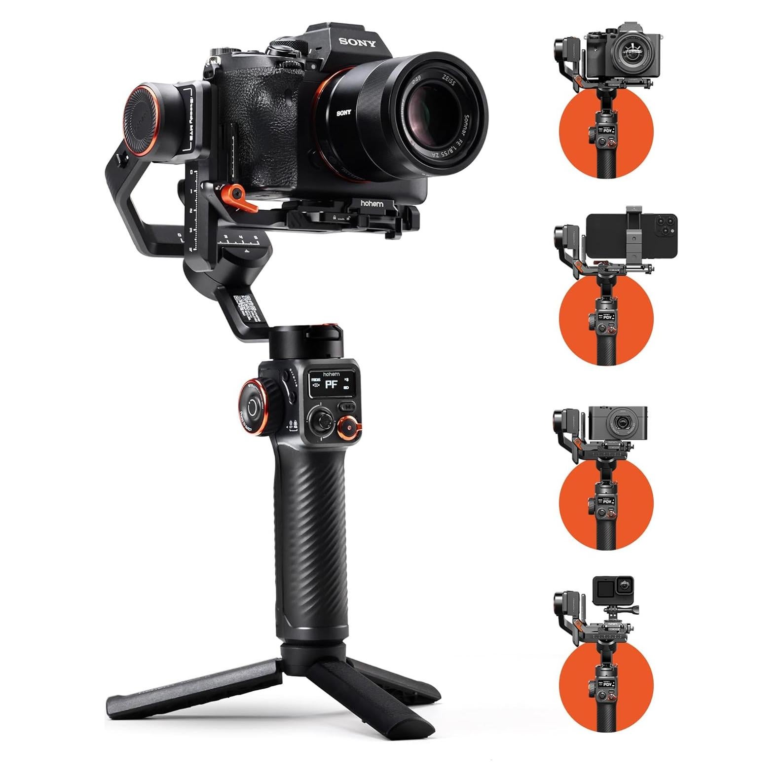 hohem iSteady MT2 Gimbal Stabilizer for Camera, Upgrade 3-Axis Gimbal for Mirrorless/Pocket Camera/Action Camera/Smartphone, OLED Display, Gimbal Stabilizer for Canon/Sony/Nikon/iPhone