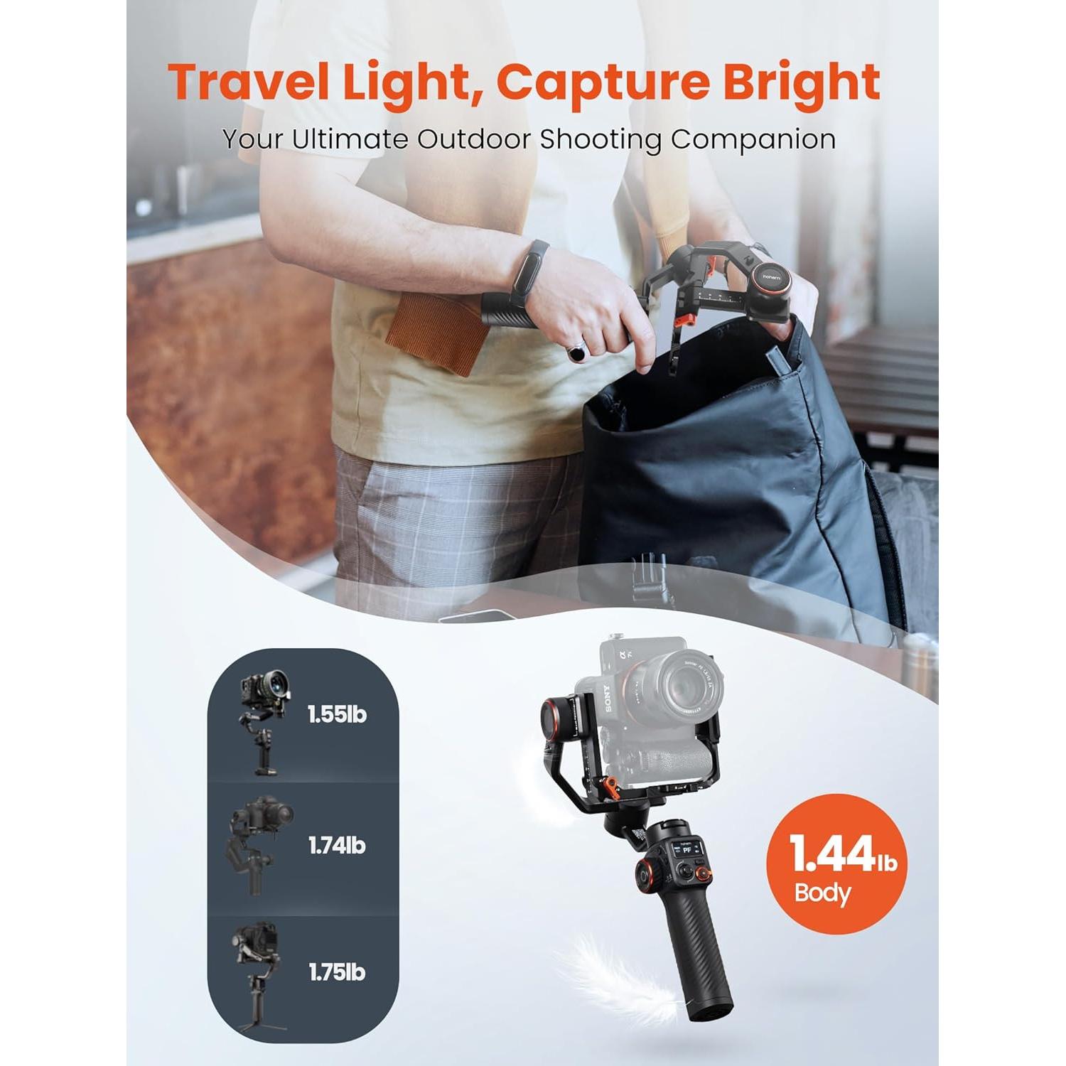 hohem iSteady MT2 Gimbal Stabilizer for Camera, Upgrade 3-Axis Gimbal for Mirrorless/Pocket Camera/Action Camera/Smartphone, OLED Display, Gimbal Stabilizer for Canon/Sony/Nikon/iPhone