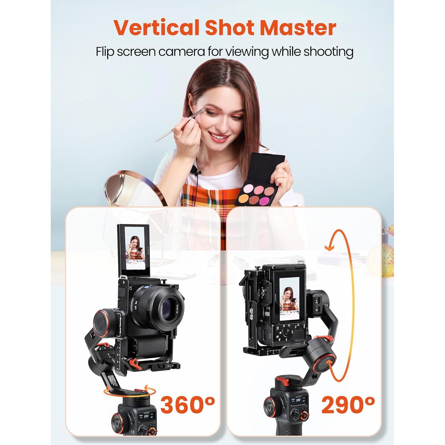 hohem iSteady MT2 Gimbal Stabilizer for Camera, Upgrade 3-Axis Gimbal for Mirrorless/Pocket Camera/Action Camera/Smartphone, OLED Display, Gimbal Stabilizer for Canon/Sony/Nikon/iPhone