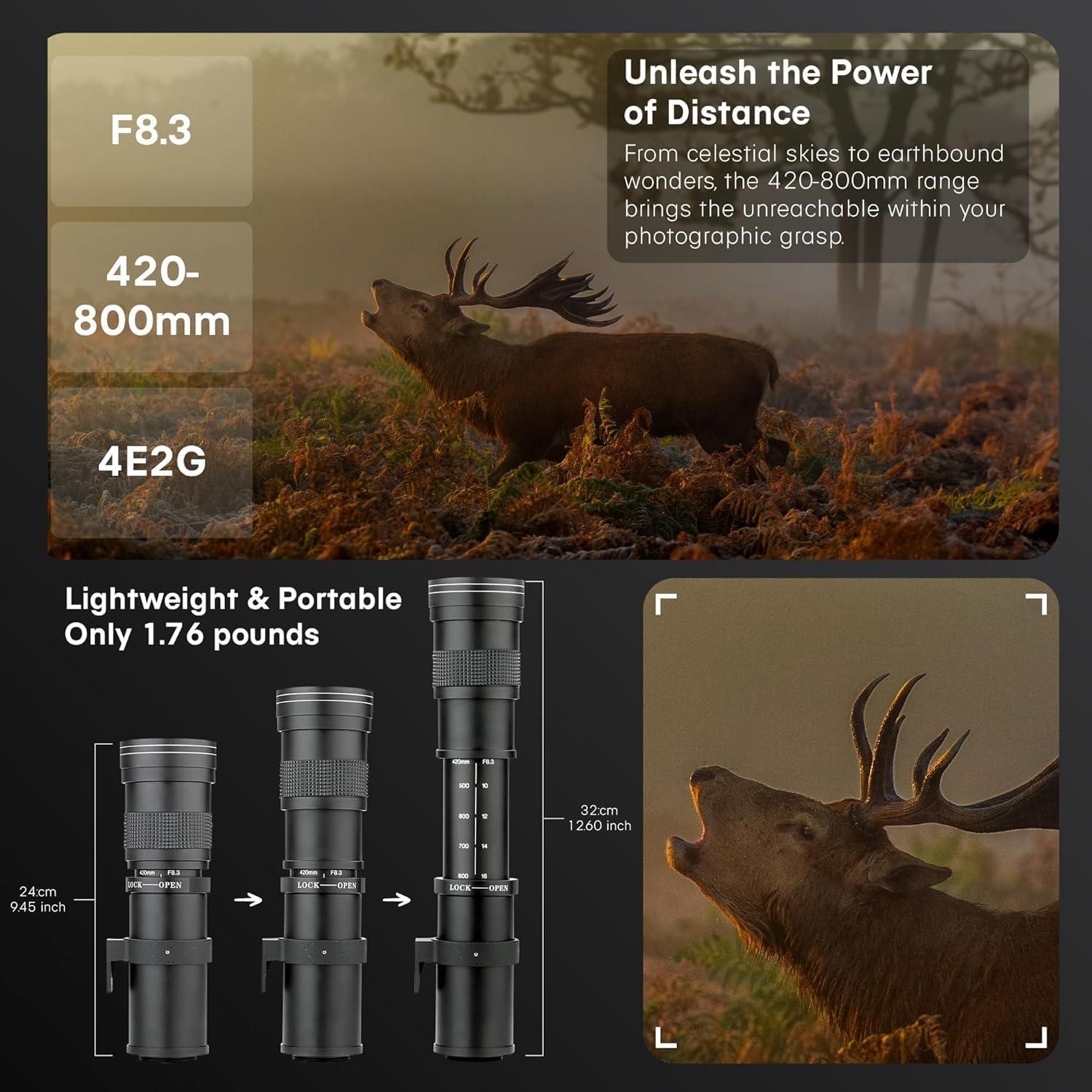 Lente Telefoto Zoom 420-800mm Commander Optics para Sony