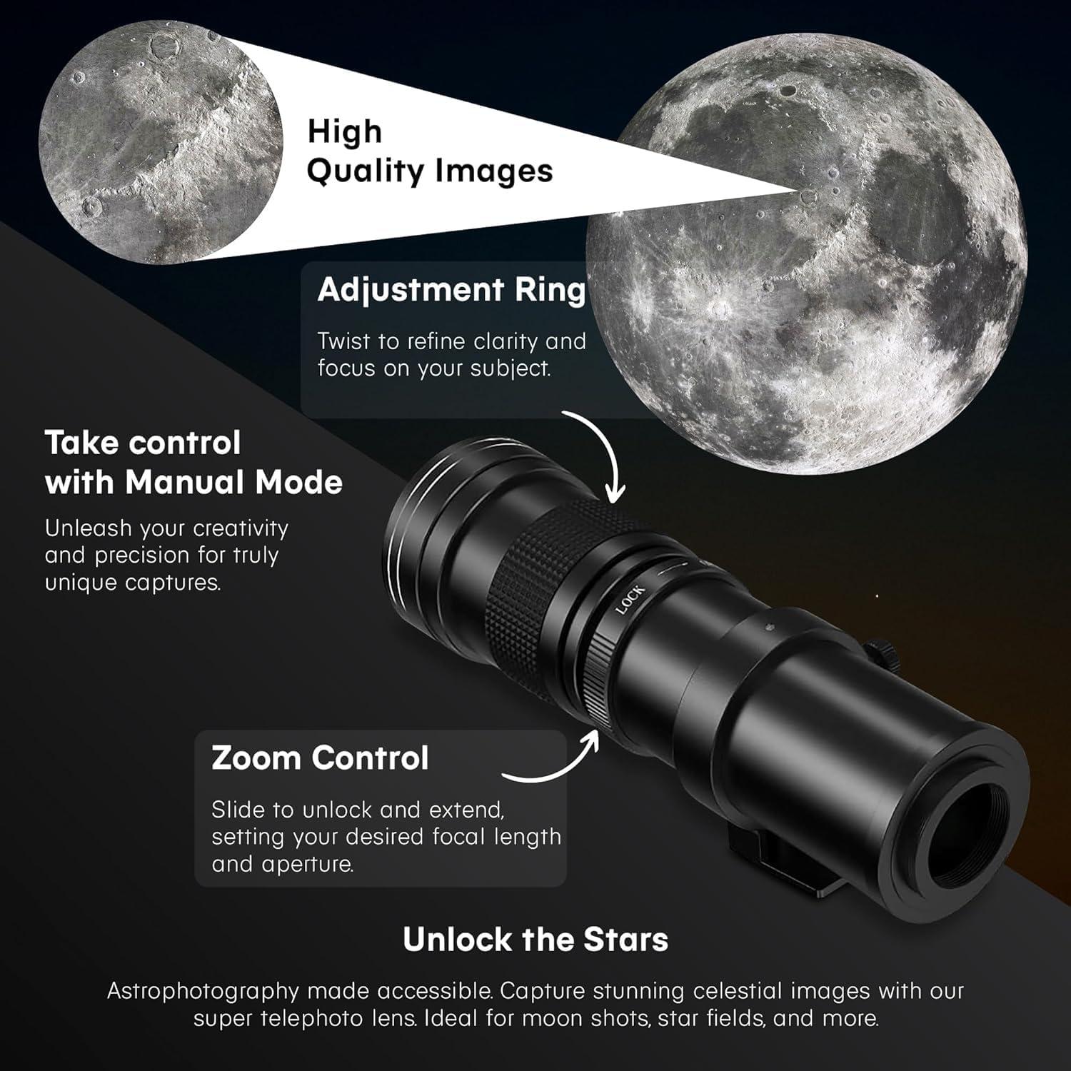 Lente Telefoto Zoom 420-800mm Commander Optics para Sony