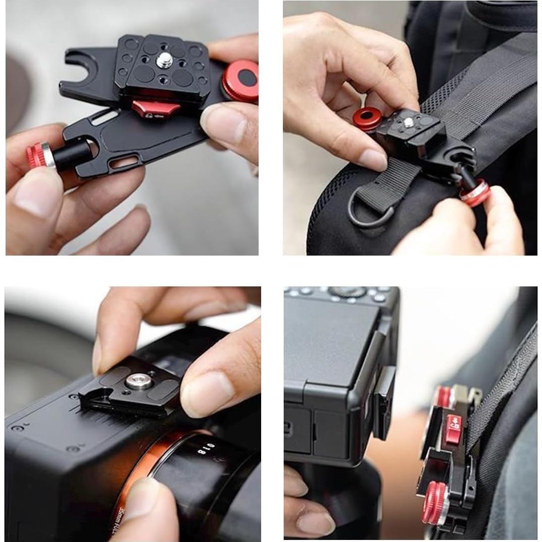 Backpack Camera Clip with Plate Quick Release Capture Clamp System Backpack Strap Mount Holder Compatible with Canon, Sony, Nikon, DSLR Digital Camera and Action Camera