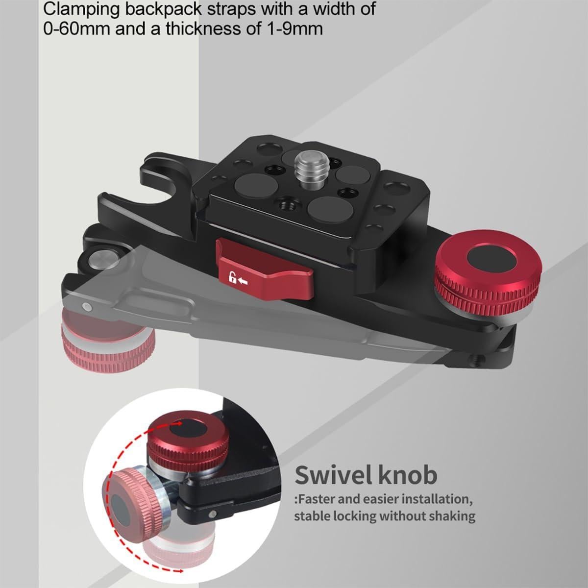 Backpack Camera Clip with Plate Quick Release Capture Clamp System Backpack Strap Mount Holder Compatible with Canon, Sony, Nikon, DSLR Digital Camera and Action Camera