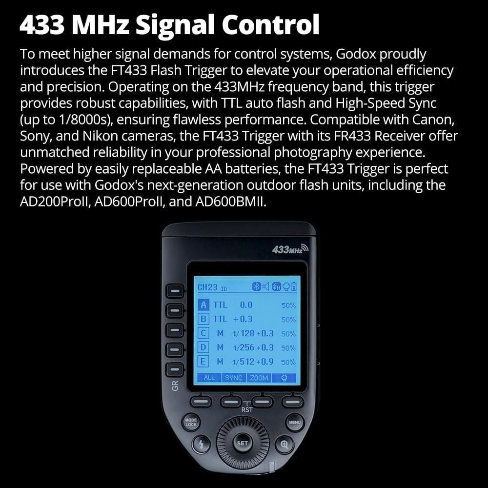 Disparador Inalámbrico TTL Godox FT433 para Cámaras Sony
