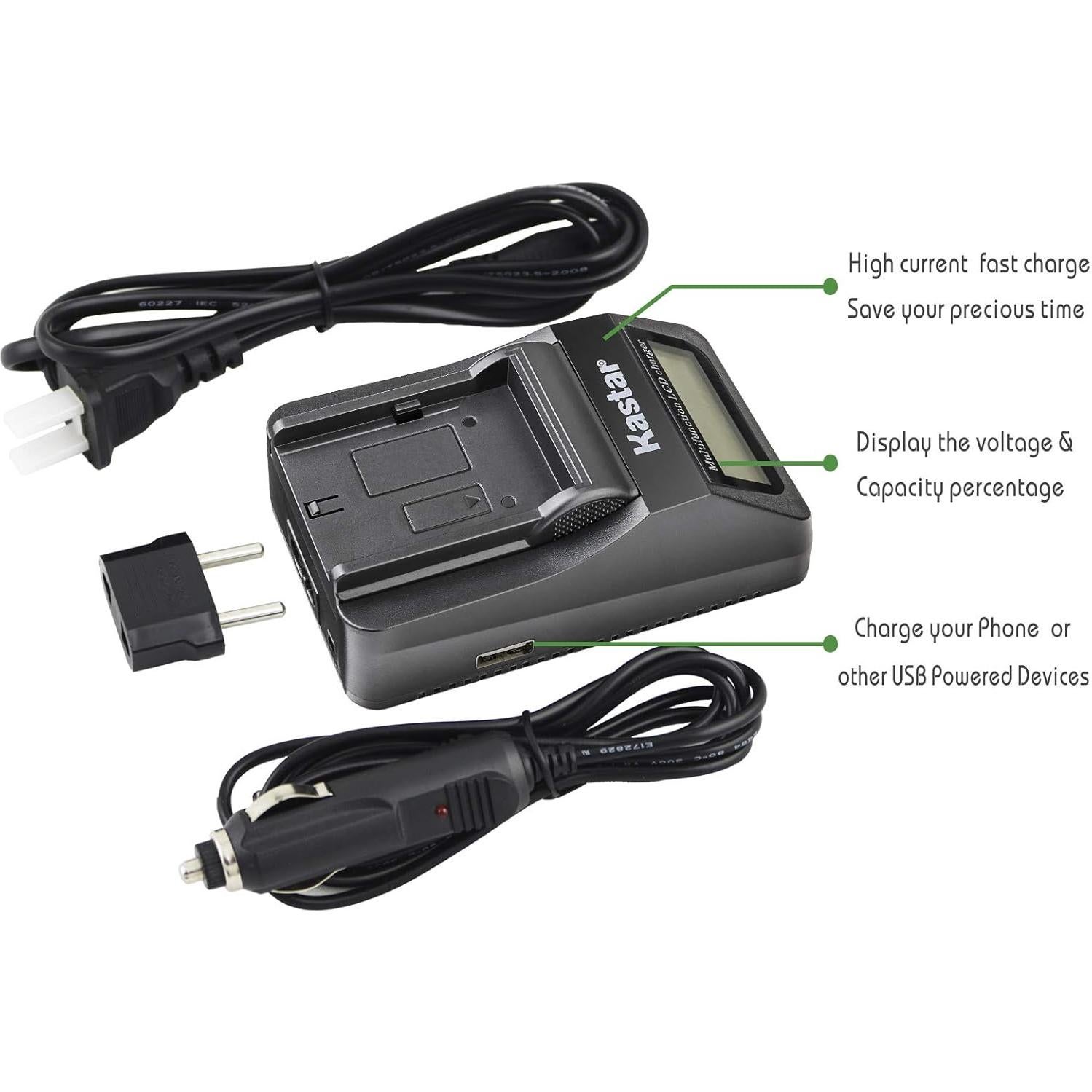 Cargador Rápido Kastar y 2 Baterías NP-BY1 para Sony