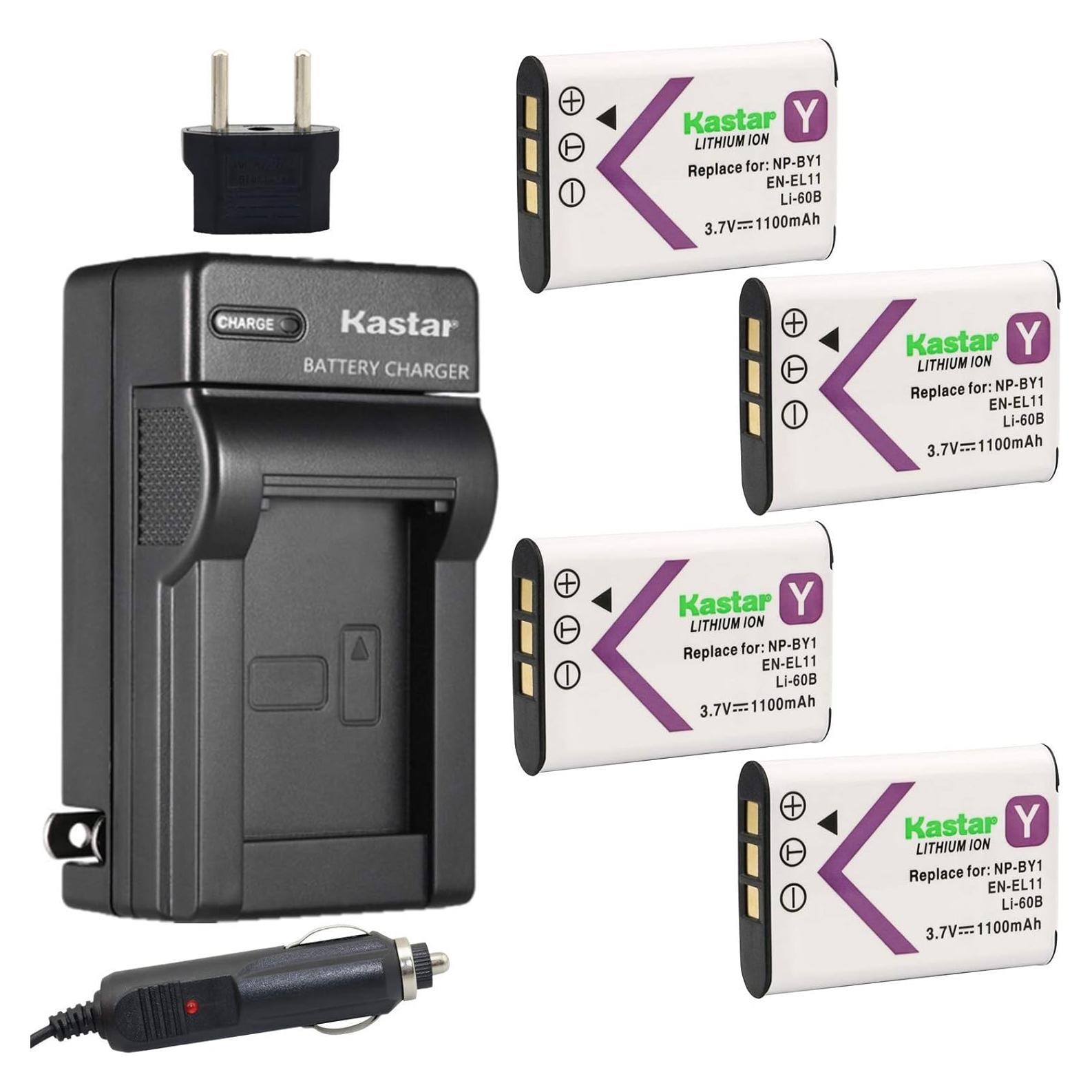 Batería Kastar NP-BY1 (4 Unidades) y Cargador para Sony