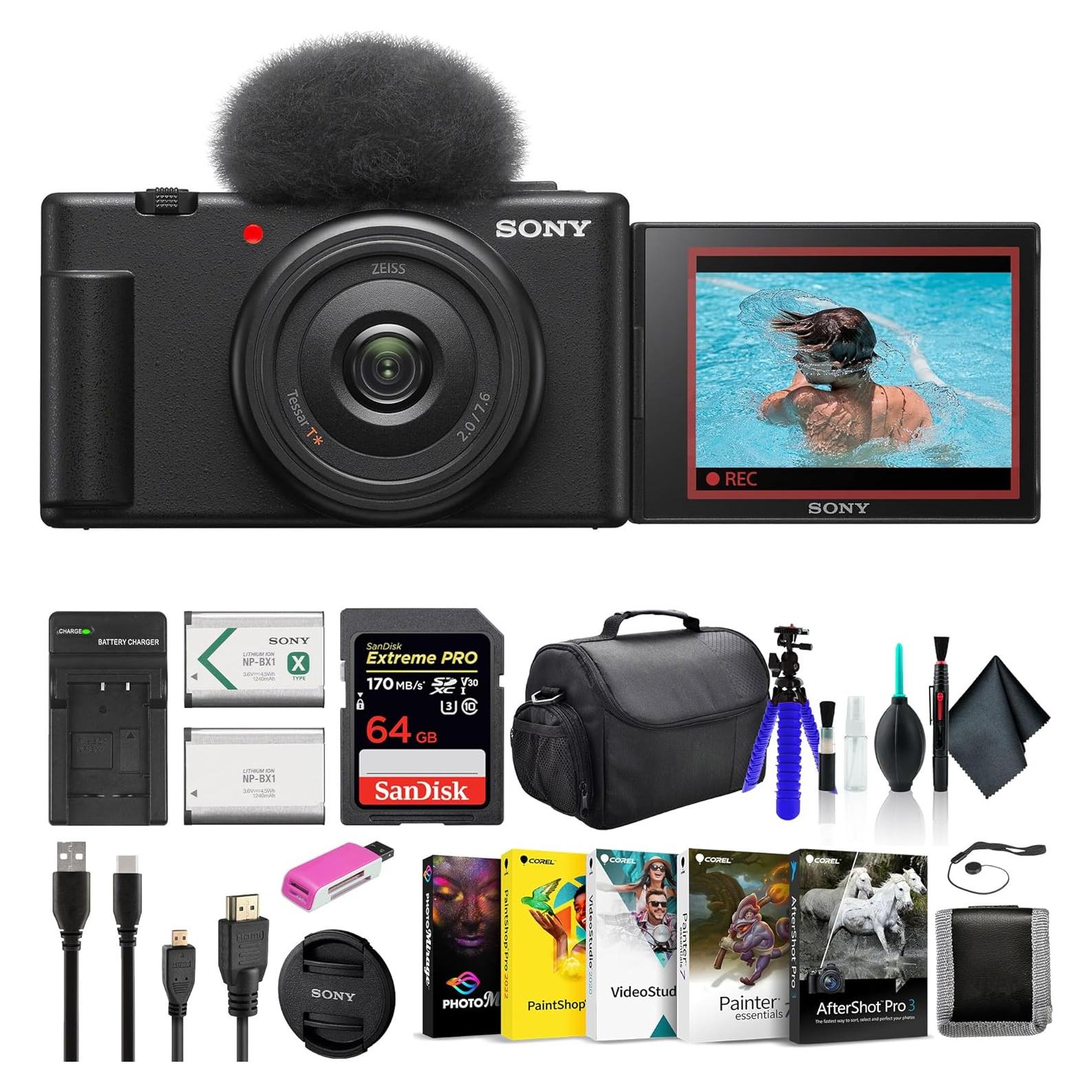 Cámara de Vlogging Sony ZV-1F Negra + Accesorios Completo