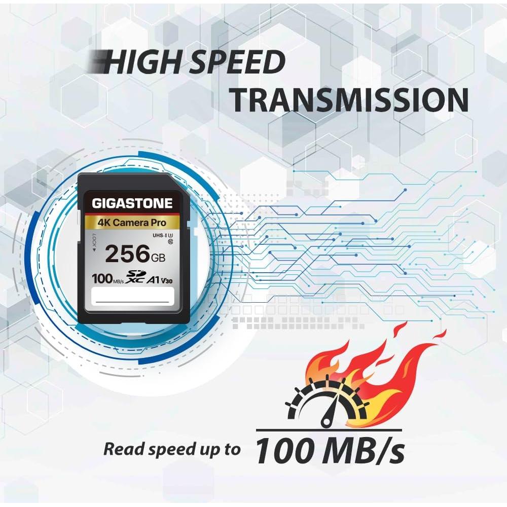 Tarjeta de Memoria Gigastone 256GB 4K UHS-I 100MB/s