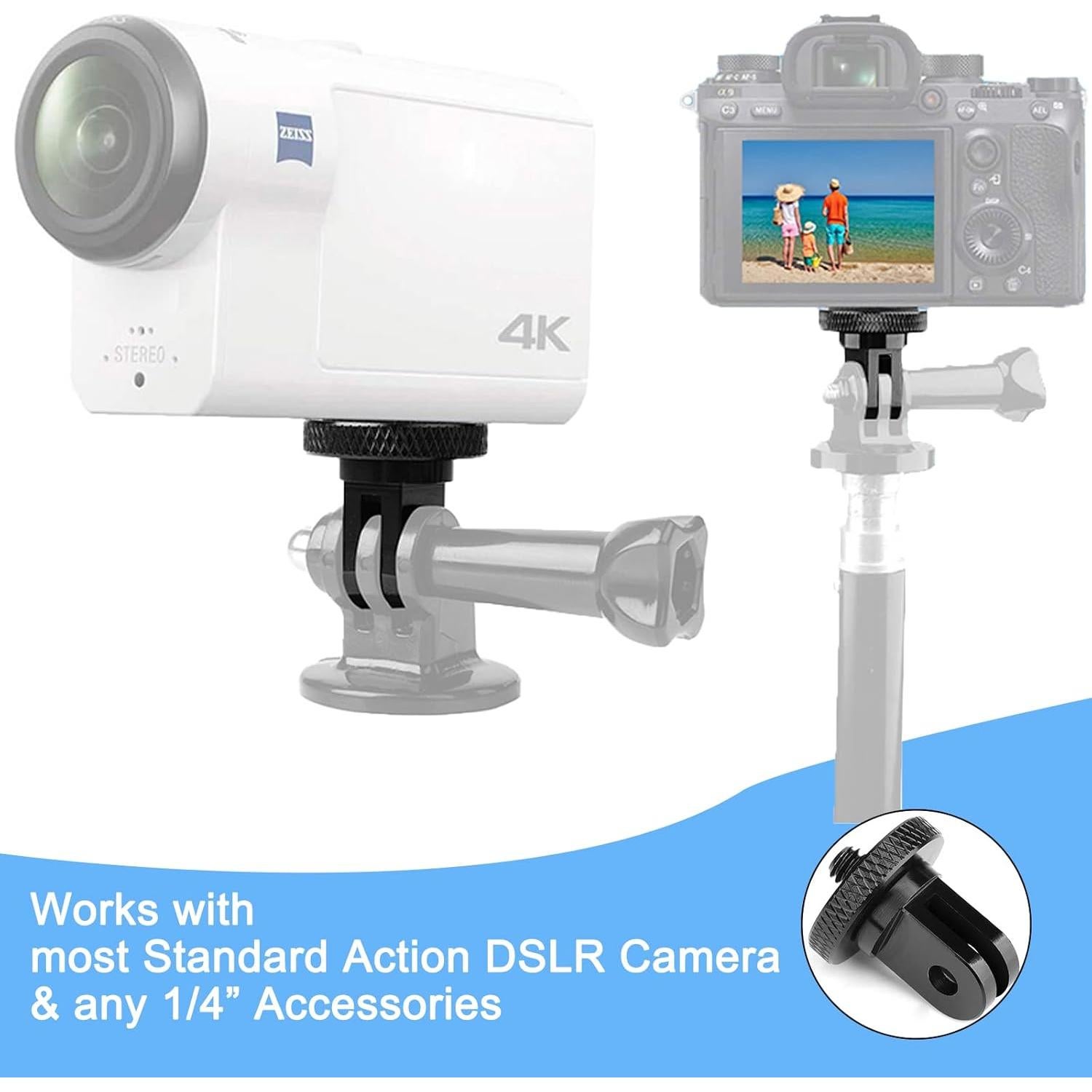 Adaptador de Montura de Trípode ChromLives 1/4" para Cámaras