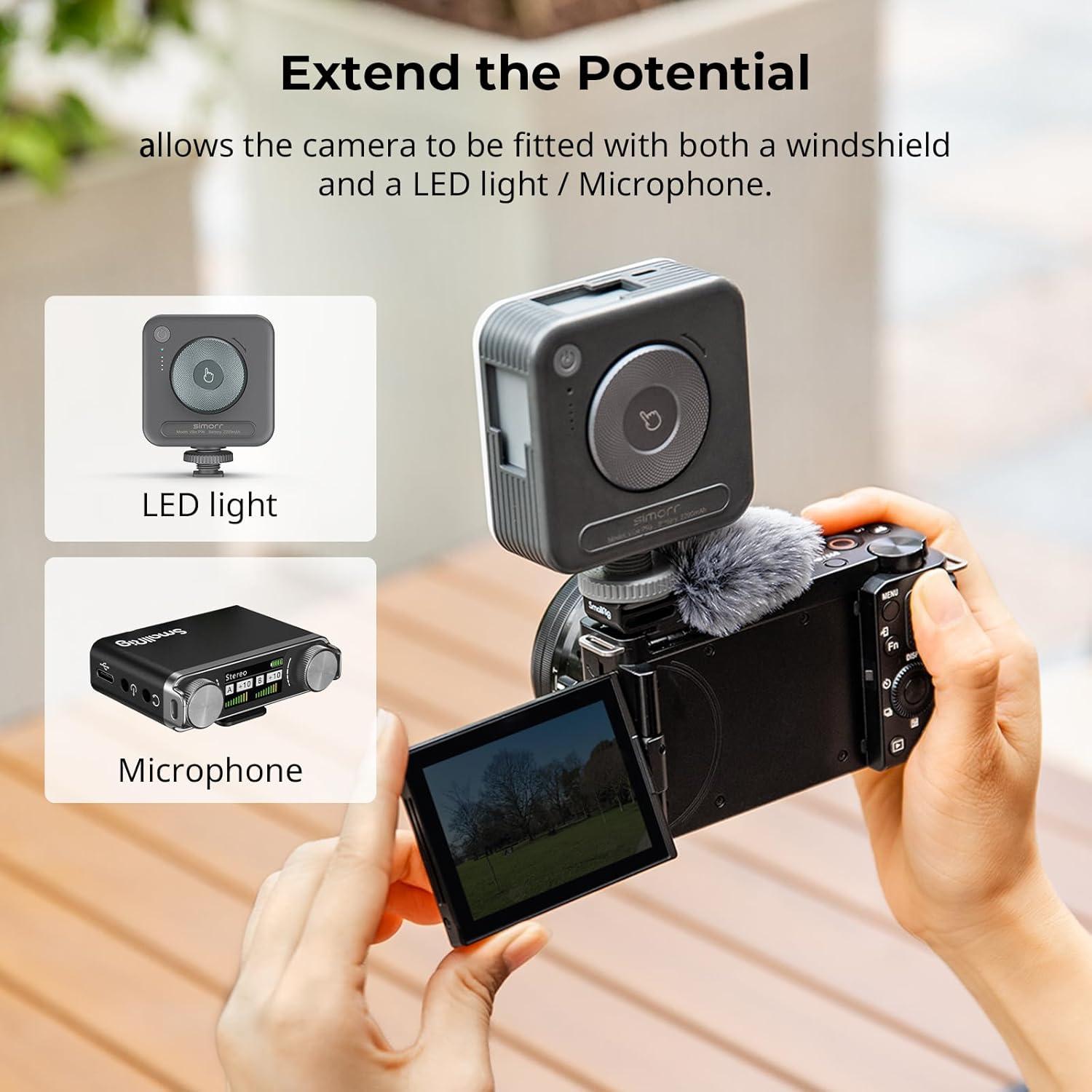 Adaptador de zapata fría SmallRig 3526 con parabrisas para Sony ZV-1F/ZV-E10/ZV-1/ZV-E1/ZV-1 II