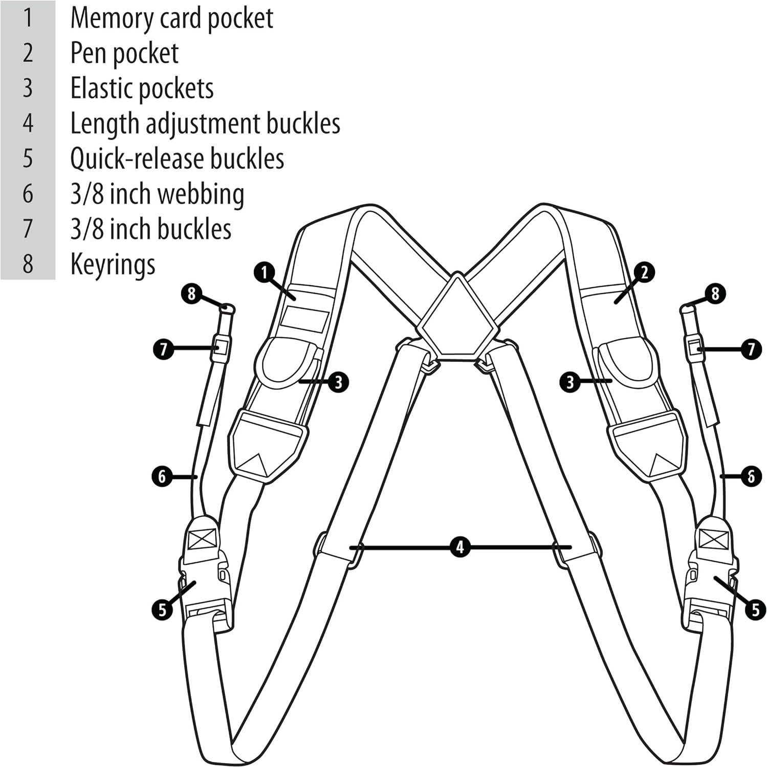 Arnés de Pecho USA Gear para Cámara DSLR Neopreno Negro
