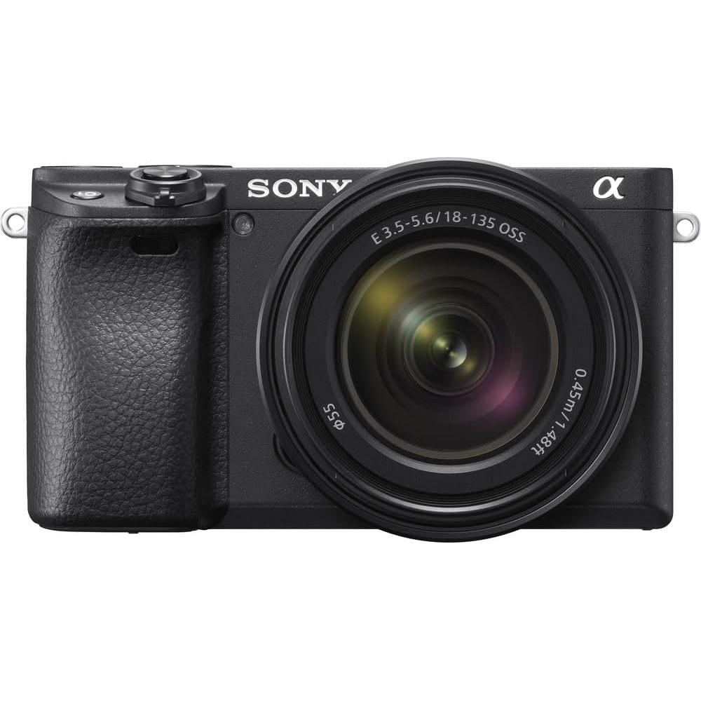 Sony a6400 Mirrorless Camera with 18-135mm Lens with Real-Time Eye Auto Focus, 4K Video (ILCE-6400M/B) + 2 x 64GB Card + 2 x NP-FW50 Battery + Photography Software + Filter Kit + More (Renewed)