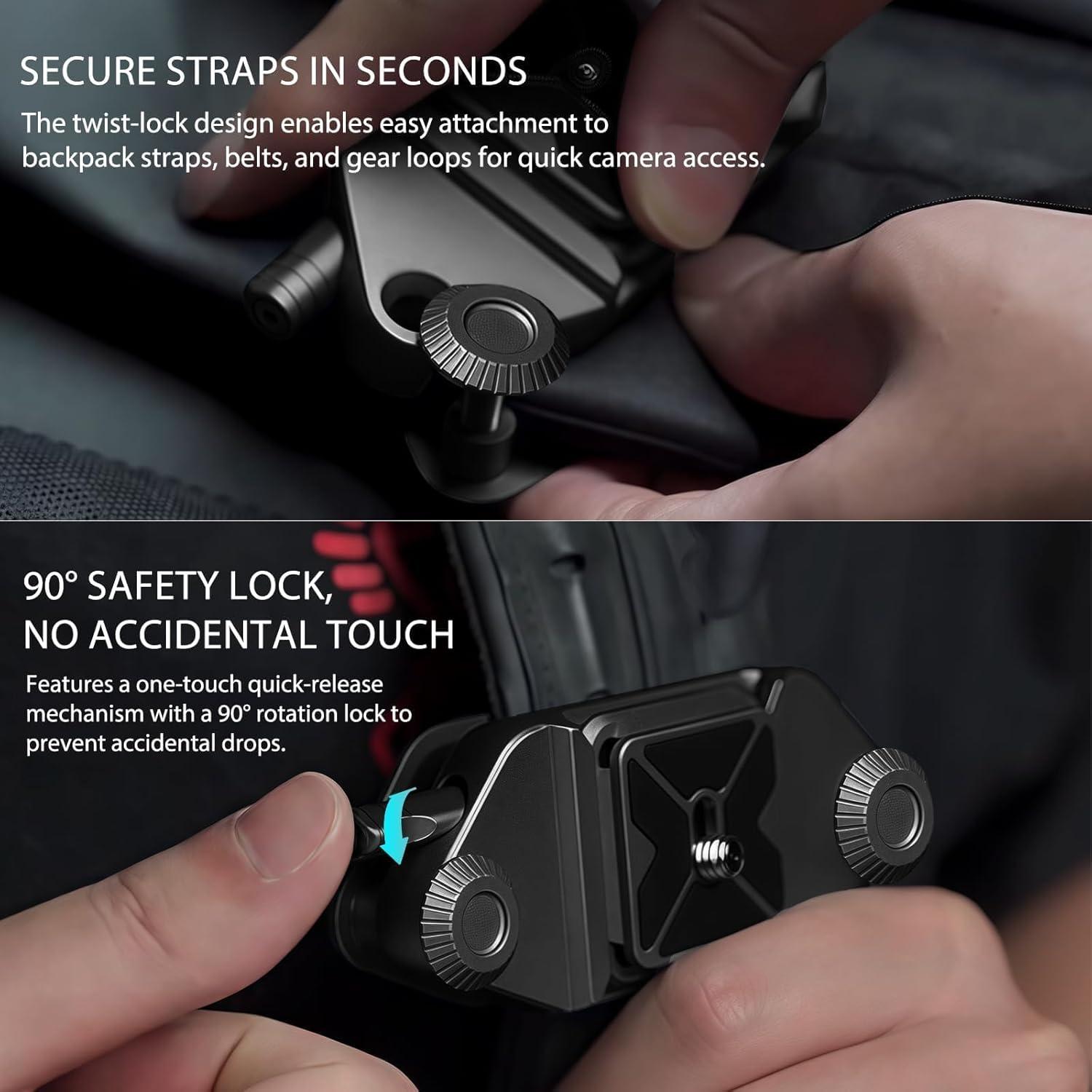 Clip de mochila para cámara VELCURIUM con liberación rápida