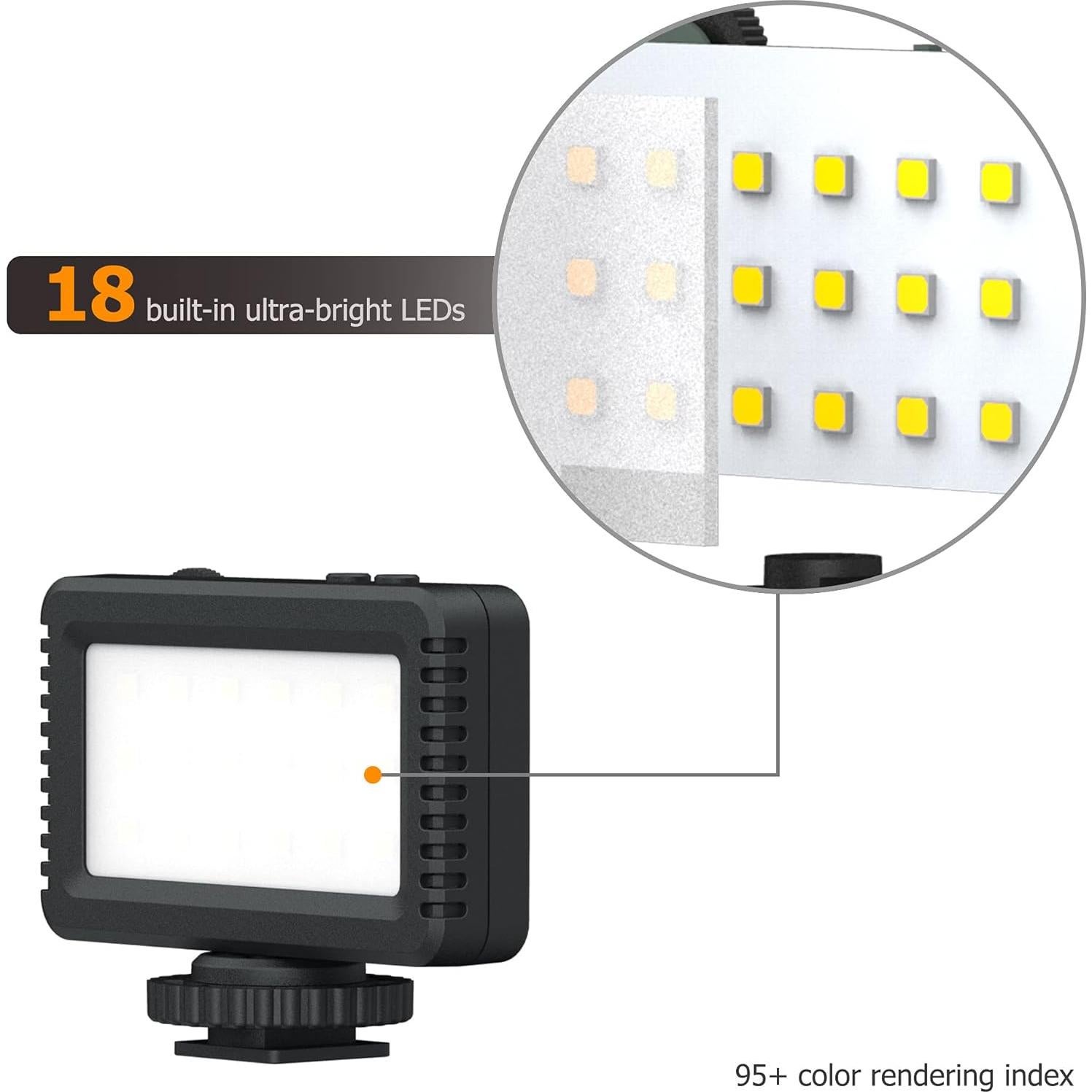 Mini Luz LED Kiwifotos para Vlogs y Grabación de Video