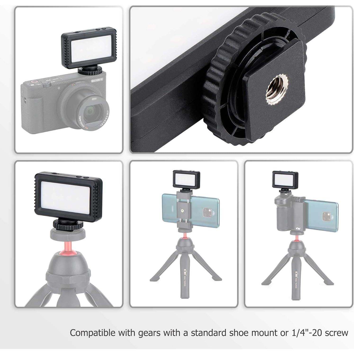 Mini Luz LED Kiwifotos para Vlogs y Grabación de Video