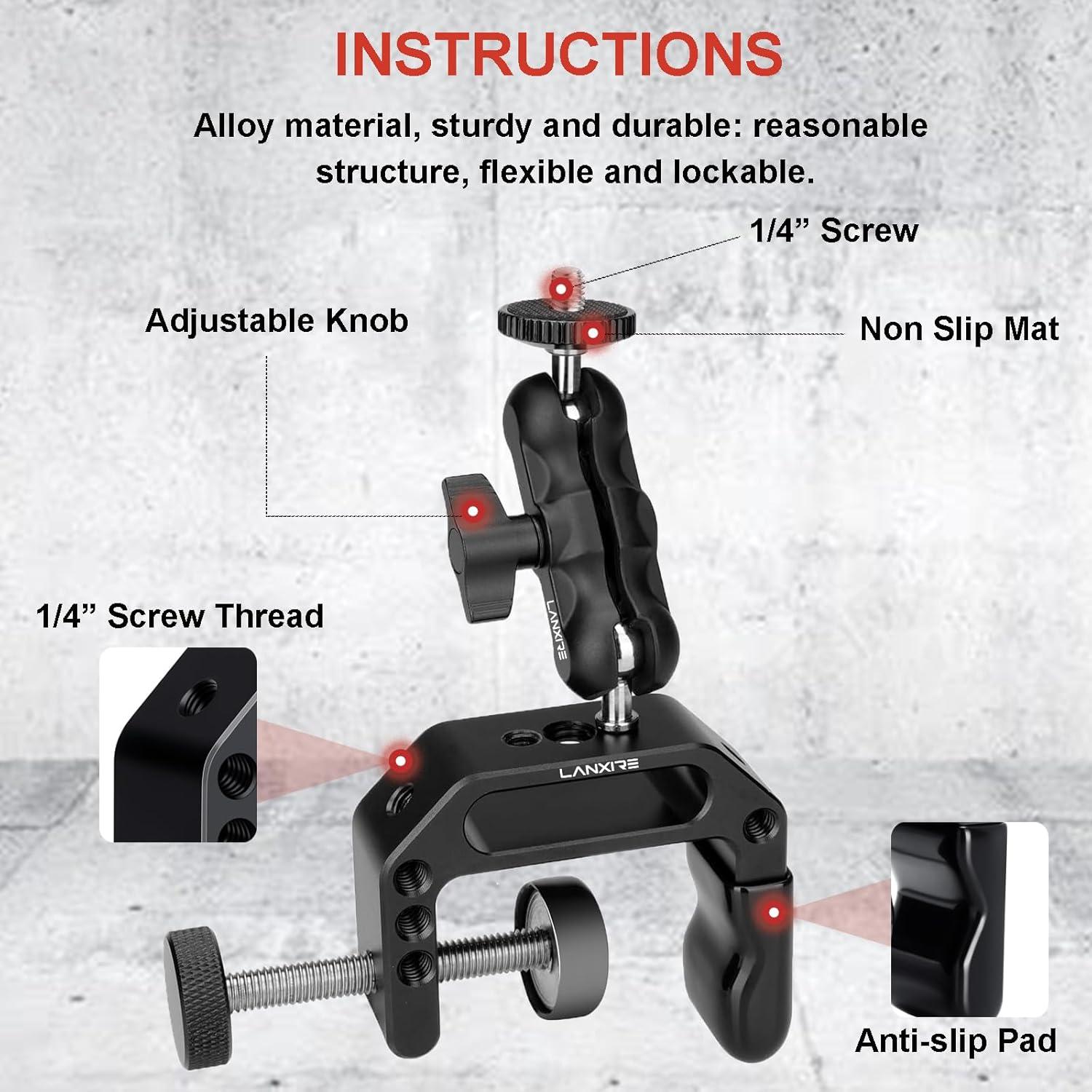 Abrazadera de Montaje para Cámara Lanxire con Mini Brazo Mágico
