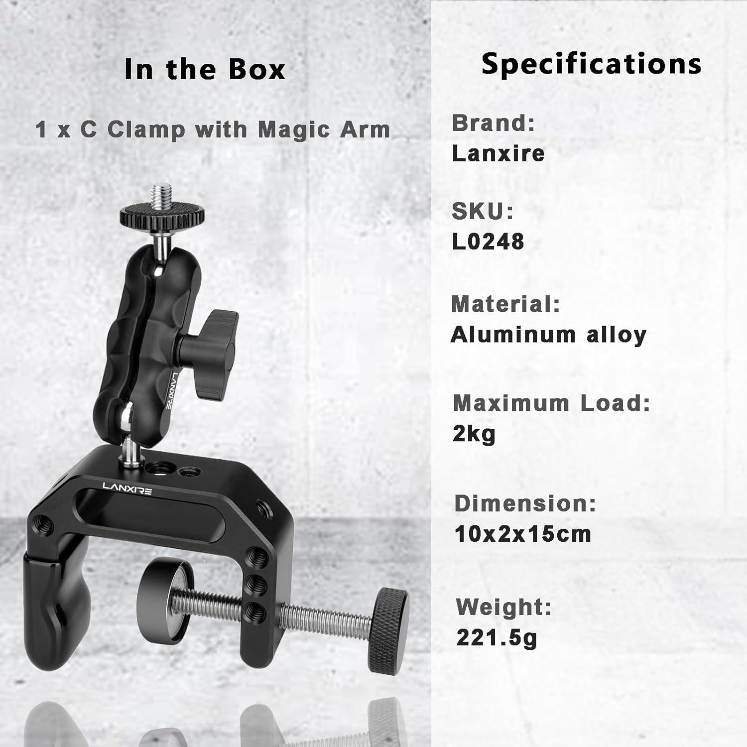 Abrazadera de Montaje para Cámara Lanxire con Mini Brazo Mágico