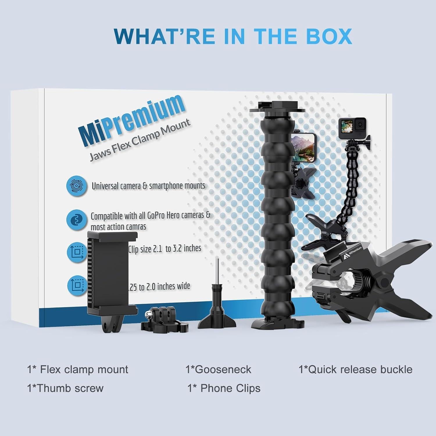 Soporte de Abrazadera Jaws Flex MiPremium para Smartphone y GoPro