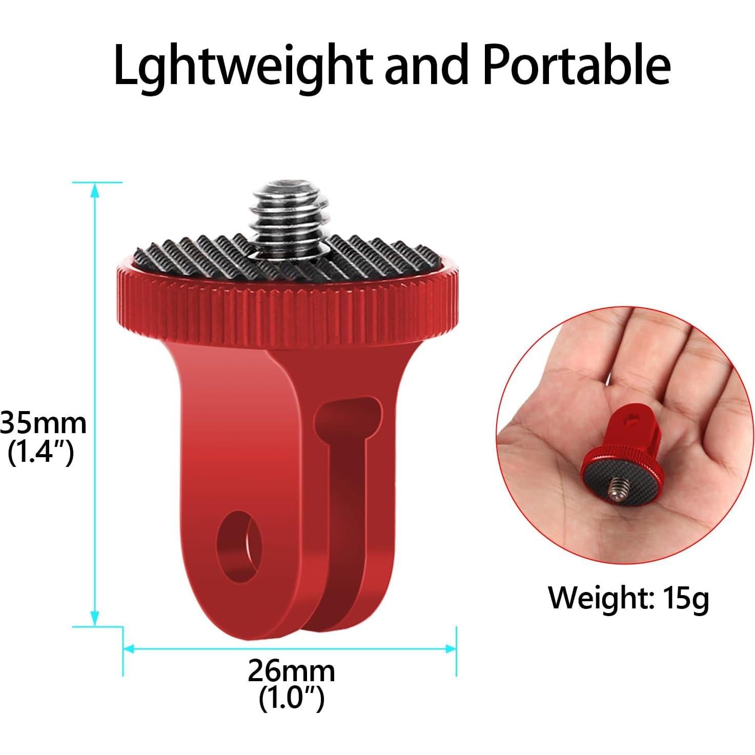 Adaptador de Montaje de Trípode HSU 1/4"-20 Aluminio Rojo