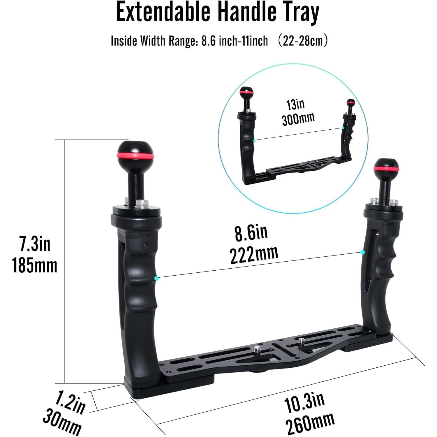 Soporte de cámara submarina Nitescuba NS10 con mango extensible