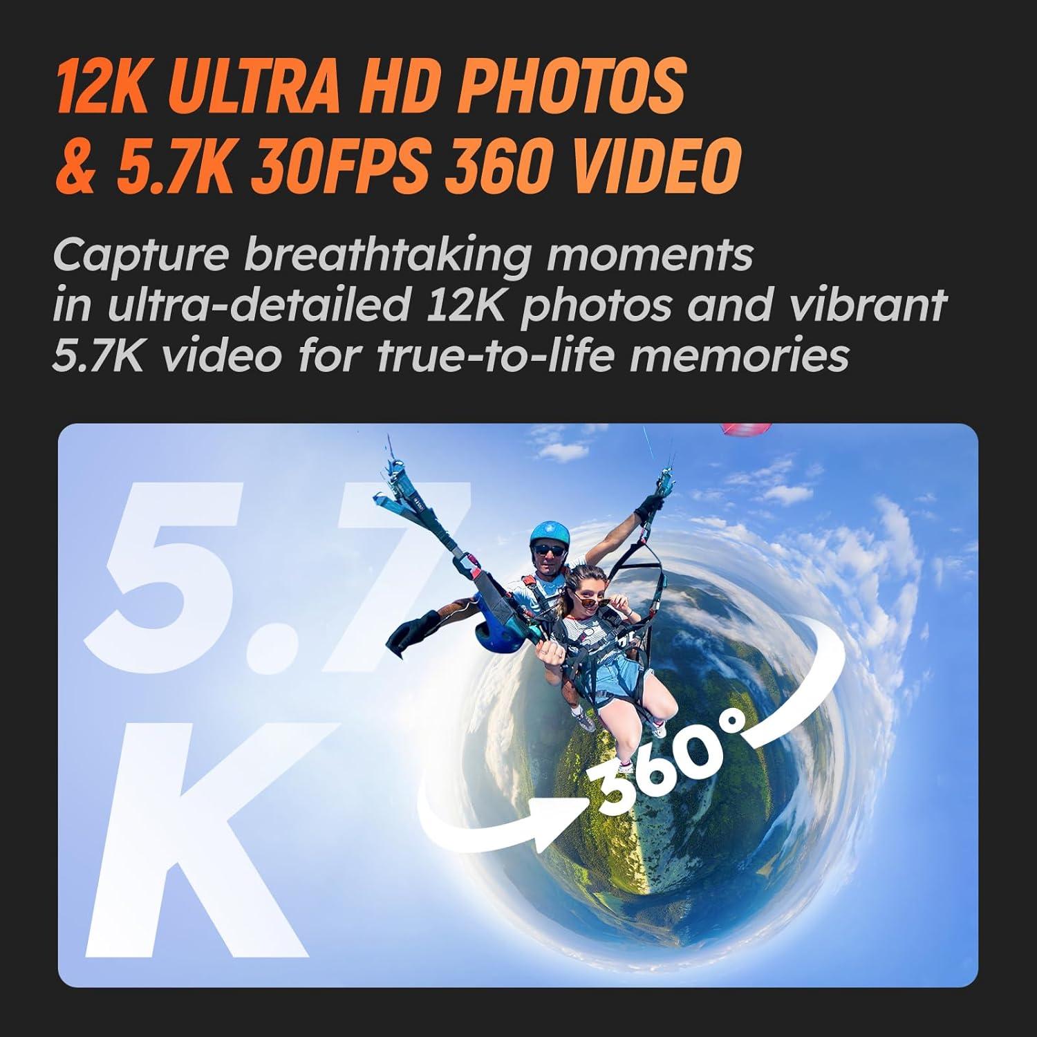 Cámara de Acción Mentech PanoX V3 8K 360° Impermeable