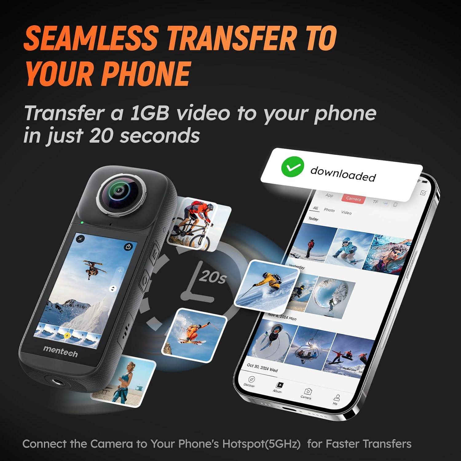 Cámara de Acción Mentech PanoX V3 8K 360° Impermeable