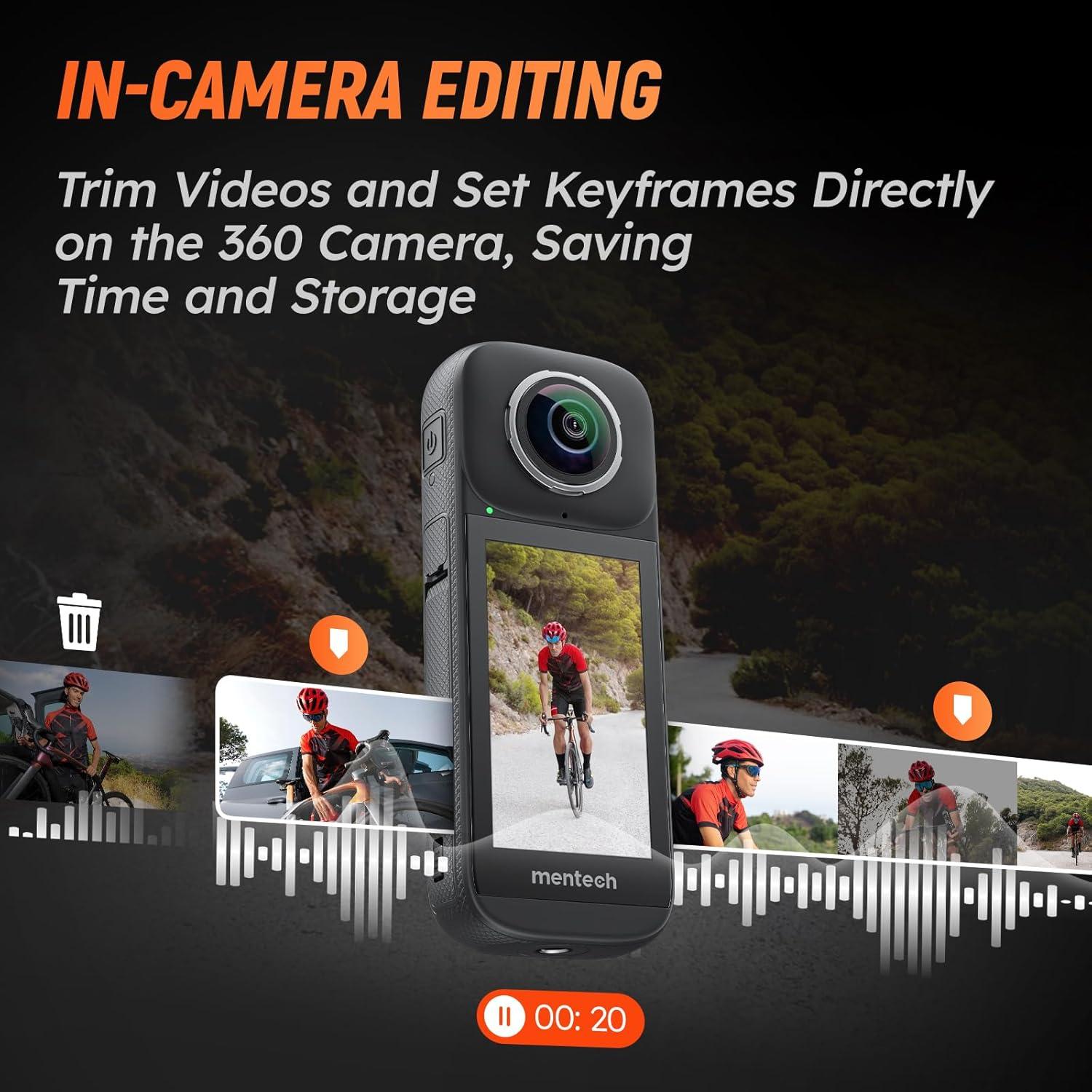 Cámara de Acción Mentech PanoX V3 8K 360° Impermeable