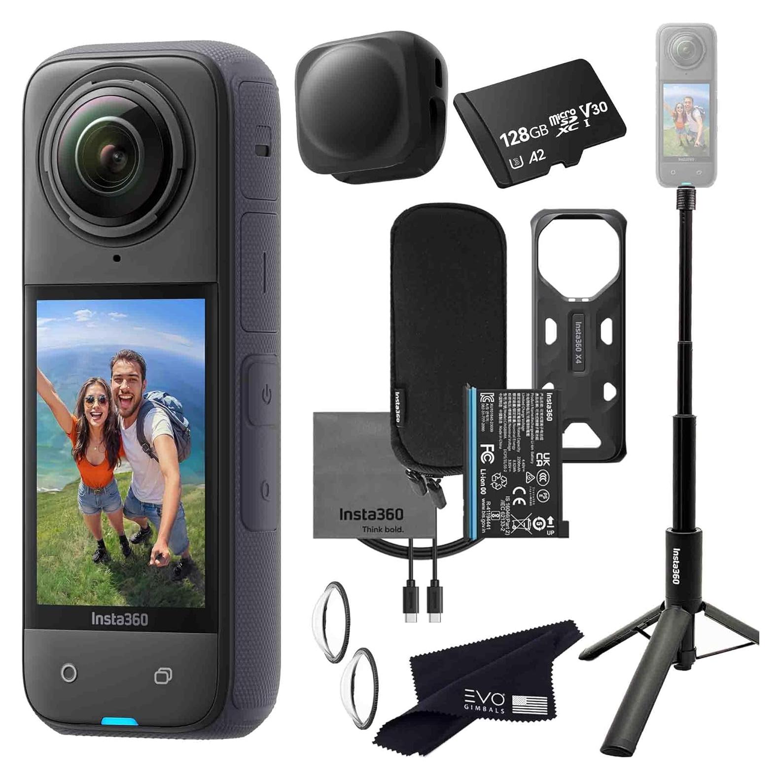Cámara de acción 360 Insta360 X4 8K con palo de selfie 128GB